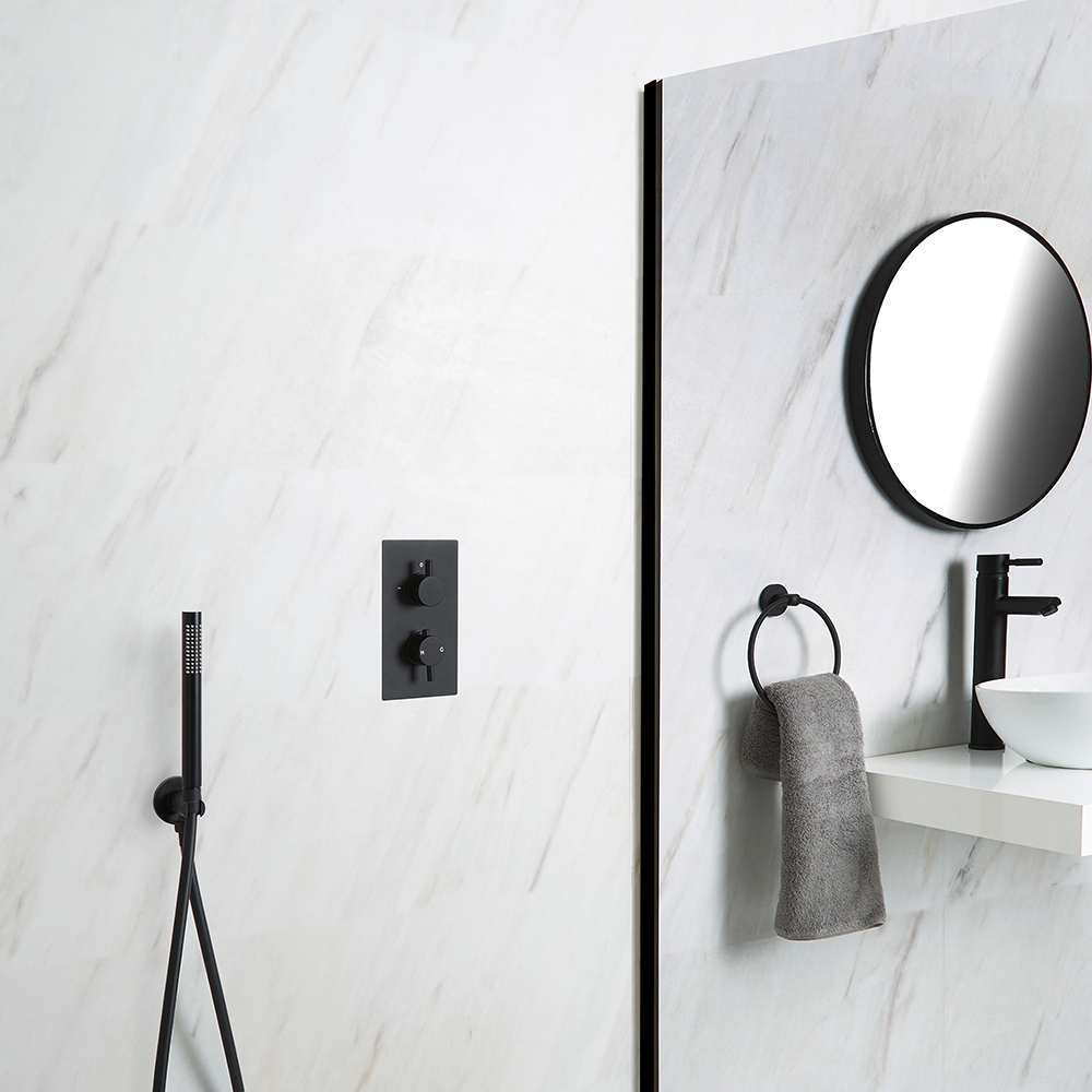 Mitigeur thermostatique encastrable & douchette noir - Nox