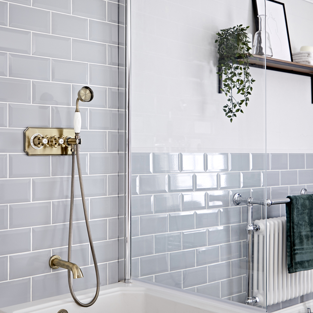 Kit de douche thermostatique à deux fonctions avec inverseur – Douchette – Bec verseur baignoire – O