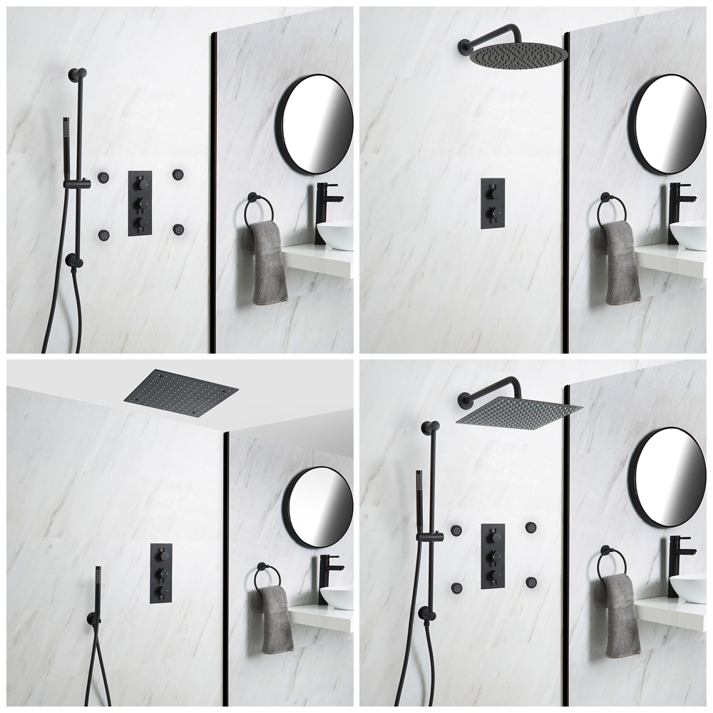 Kit de douche thermostatique – Noir – Choix de fonctions - Nox