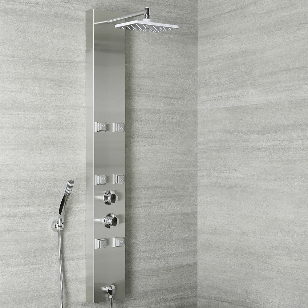 Colonne de Douche Hydromassante Thermostatique Acier Inoxydable Chromé