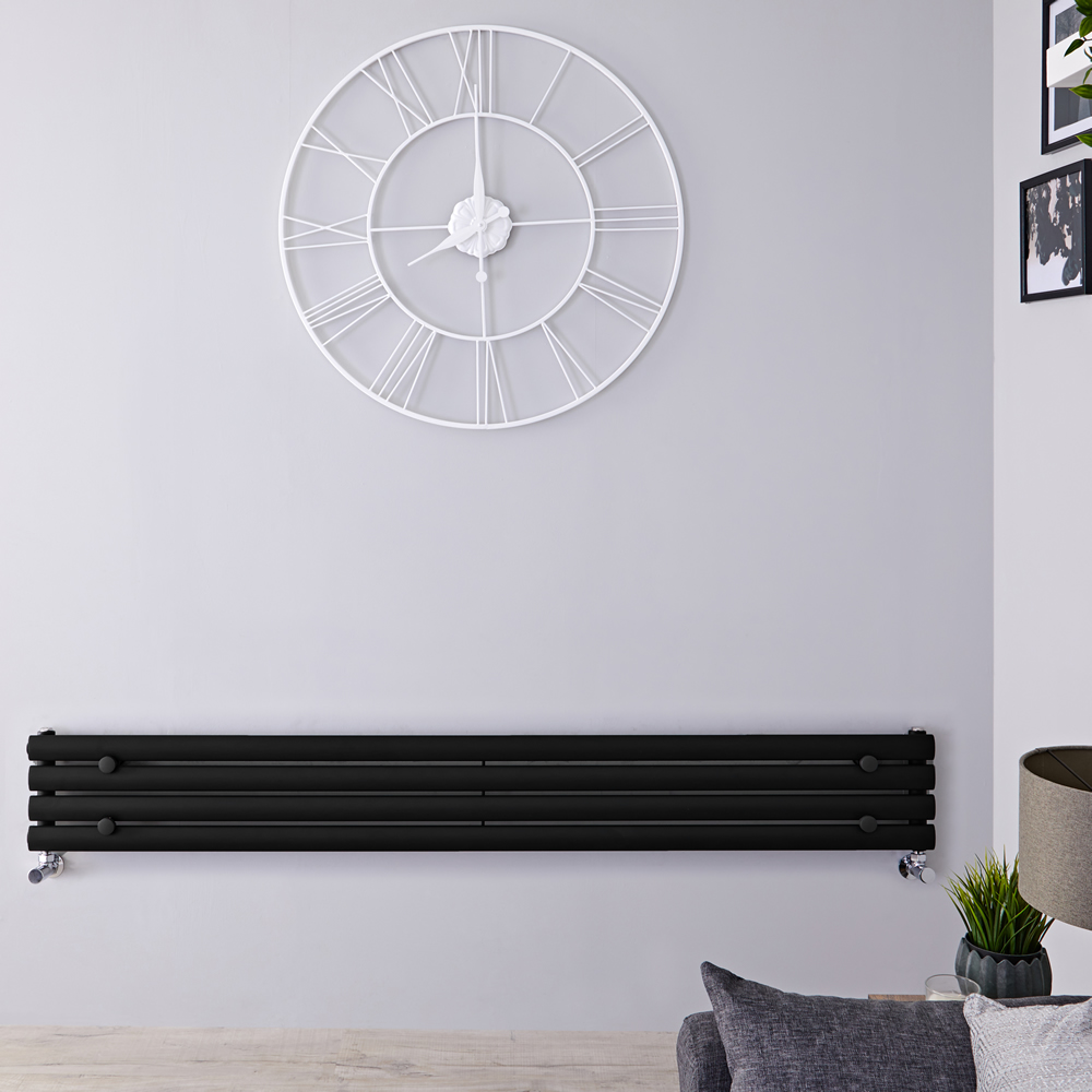 Radiateur Design Horizontal Noir Vitality 23,6cm x 178cm x 5,6cm 647 Watts