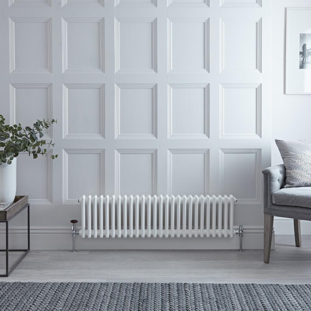 Radiateur style fonte horizontal – Blanc – 30 cm x 119 cm – Double rangs – Windsor