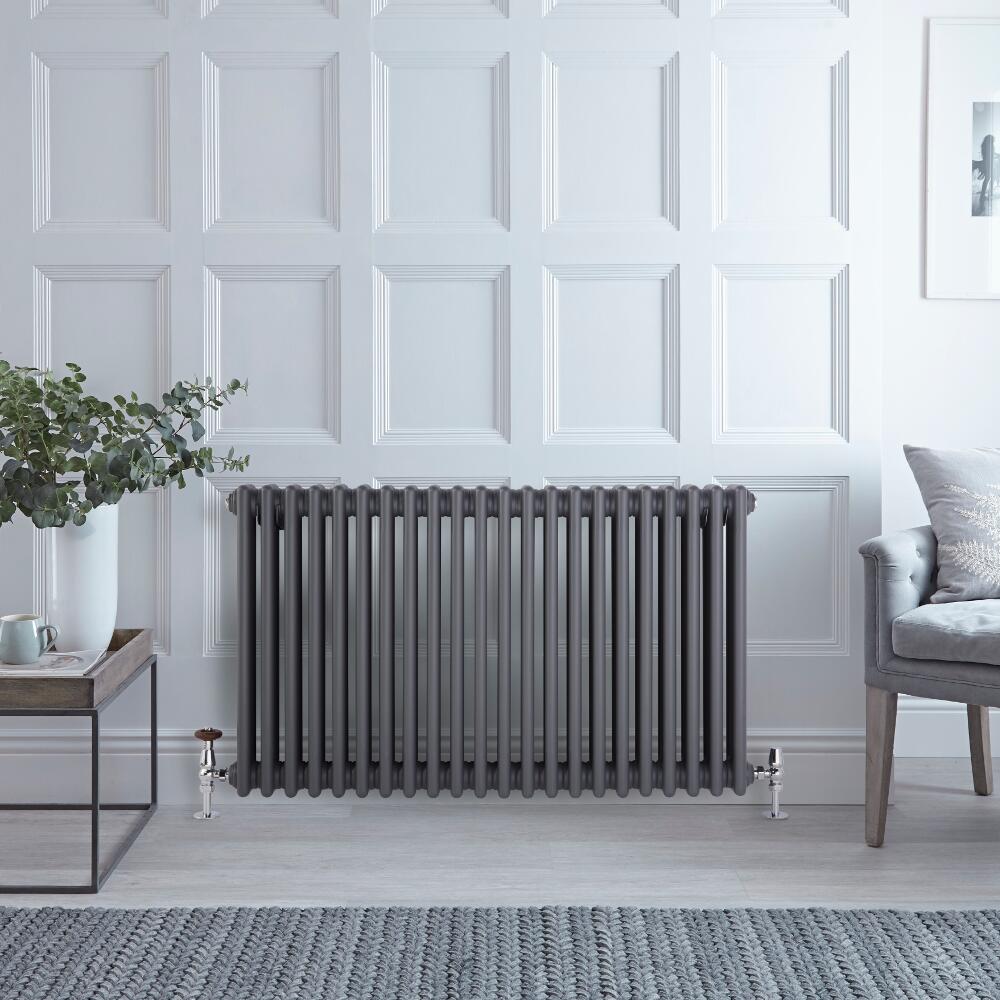 Radiateur horizontal style fonte – 60 cm x 101 cm – Anthracite – Triple rangs – Windsor