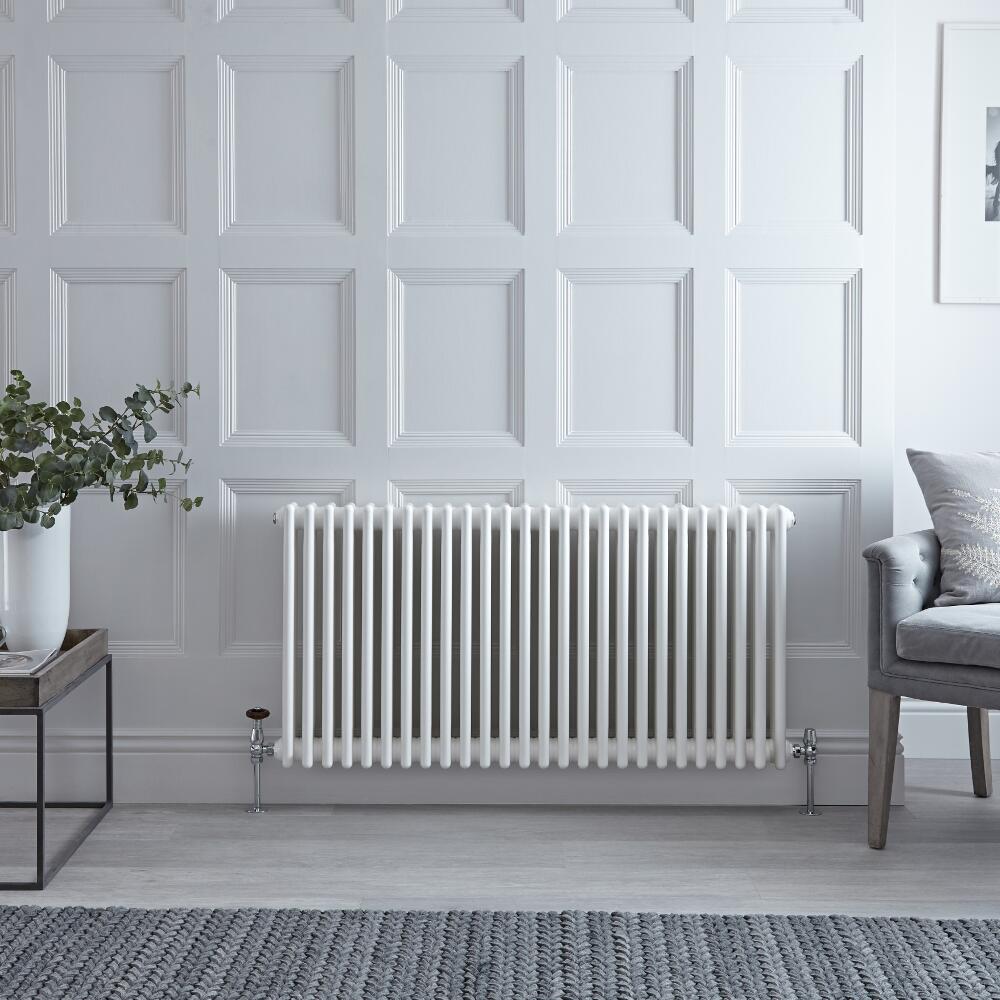 Radiateur style fonte horizontal - Blanc - 60 cm x 119 cm - Triple rangs - Windsor
