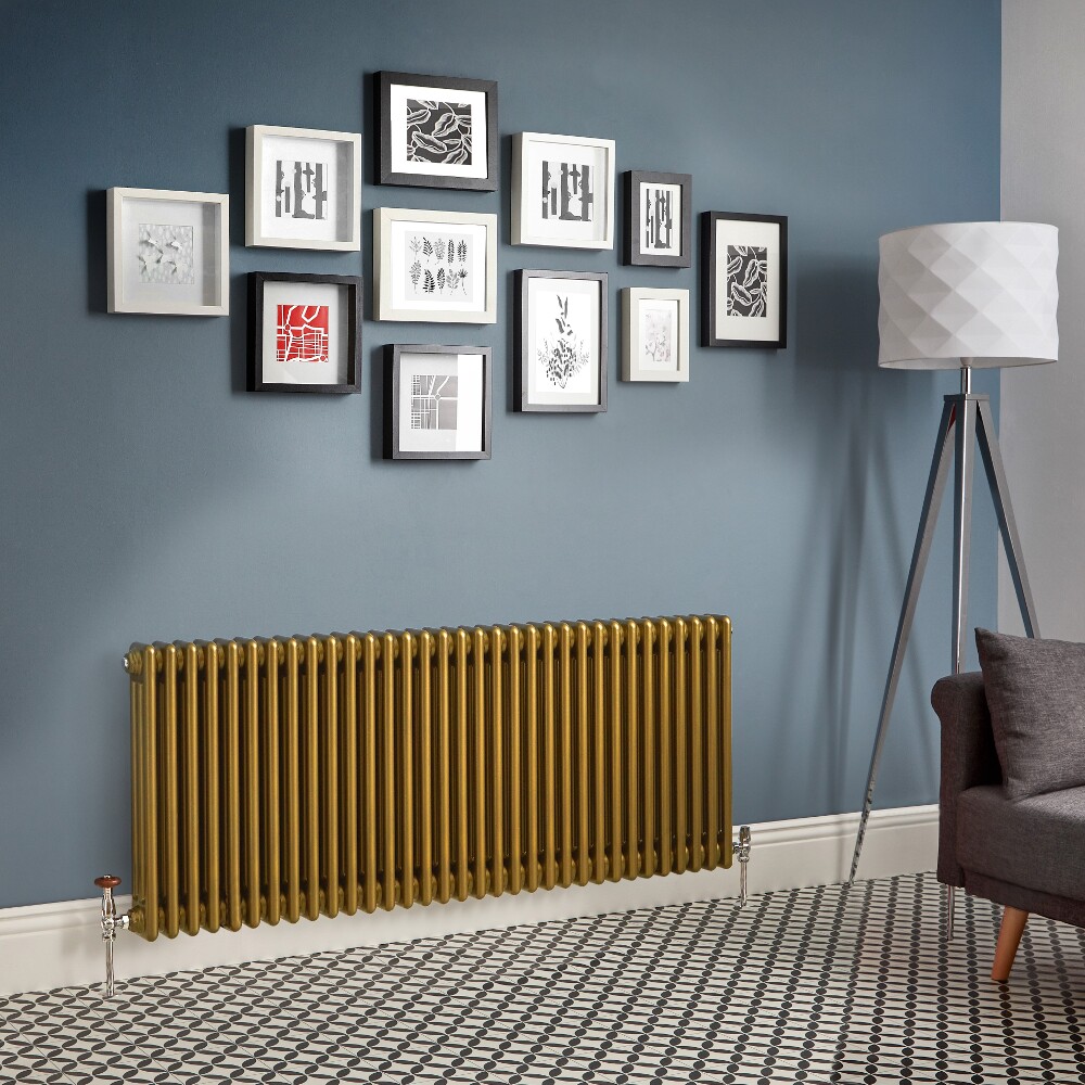 Radiateur rétro horizontal à triple rangs – Or métallisé - Choix de tailles - Windsor