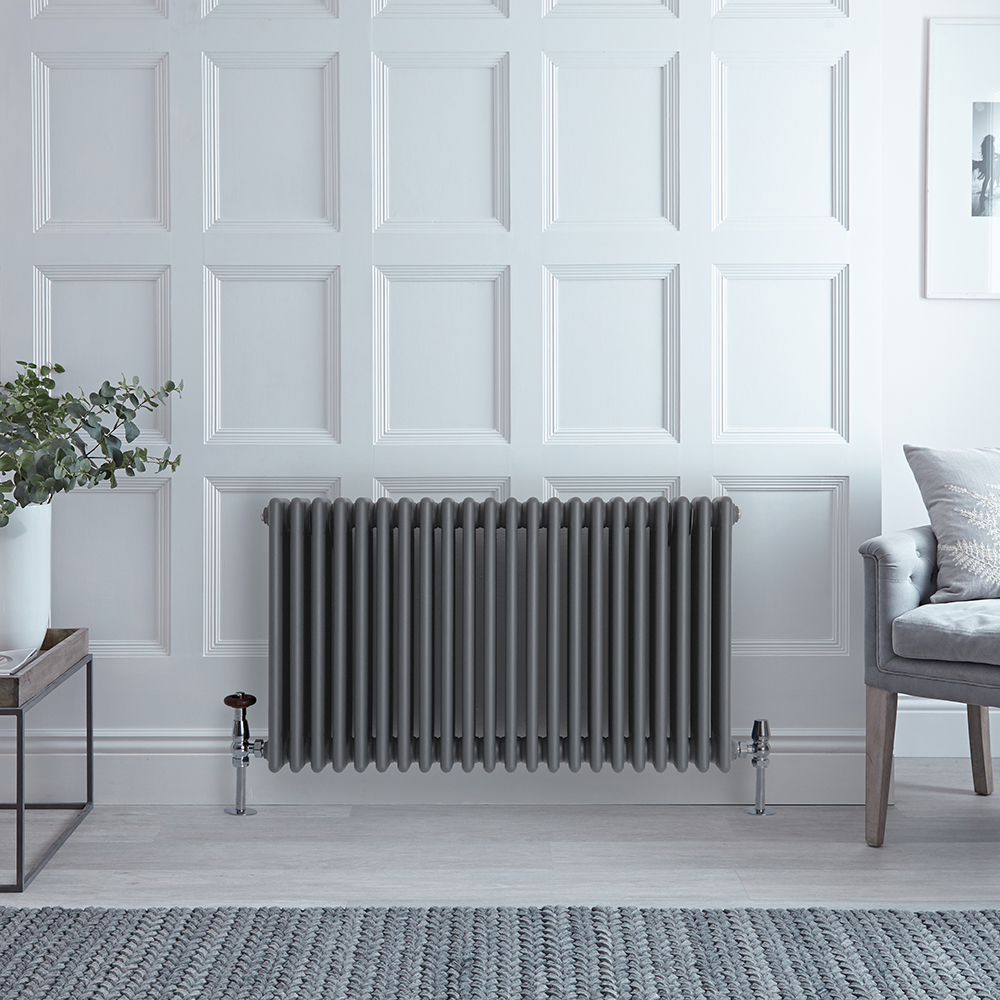 Radiateur style fonte horizontal – Anthracite – 60 cm x 101 cm – Quatre rangs – Windsor