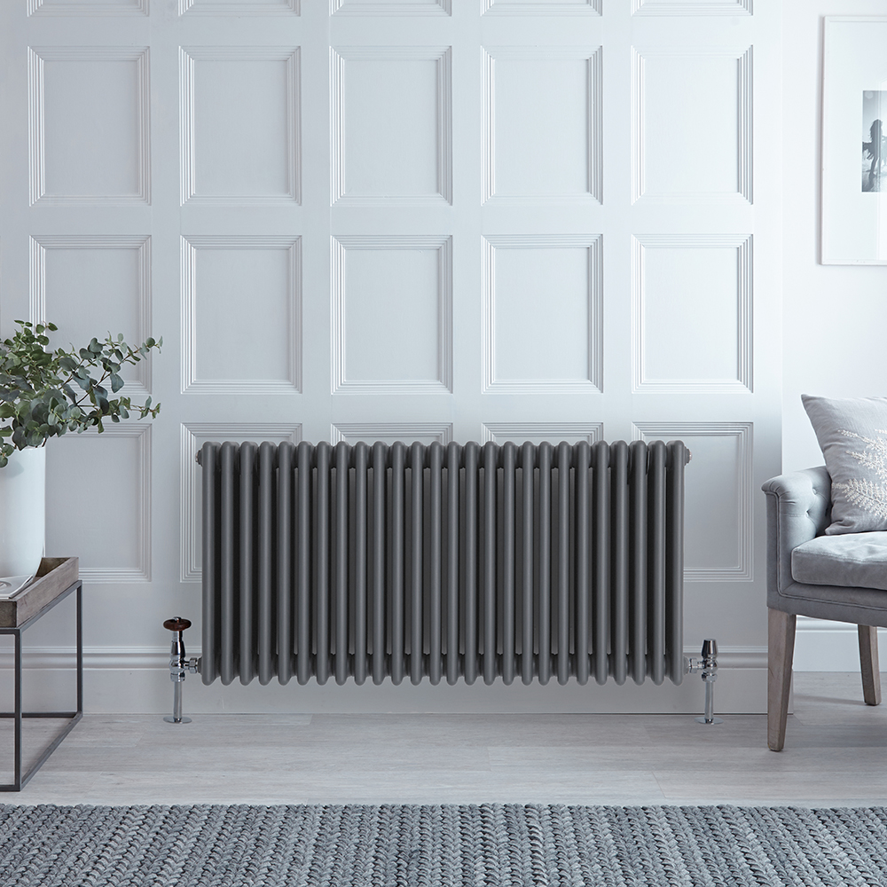 Radiateur style fonte horizontal – Anthracite – 60 cm x 119 cm – Quatre rangs – Windsor