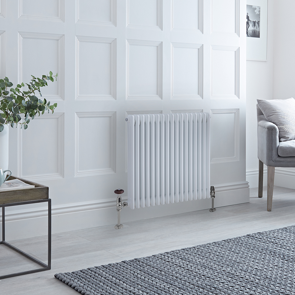 Radiateur style fonte horizontal – Blanc – 75 cm x 78,5 cm – Triple rangs – Windsor