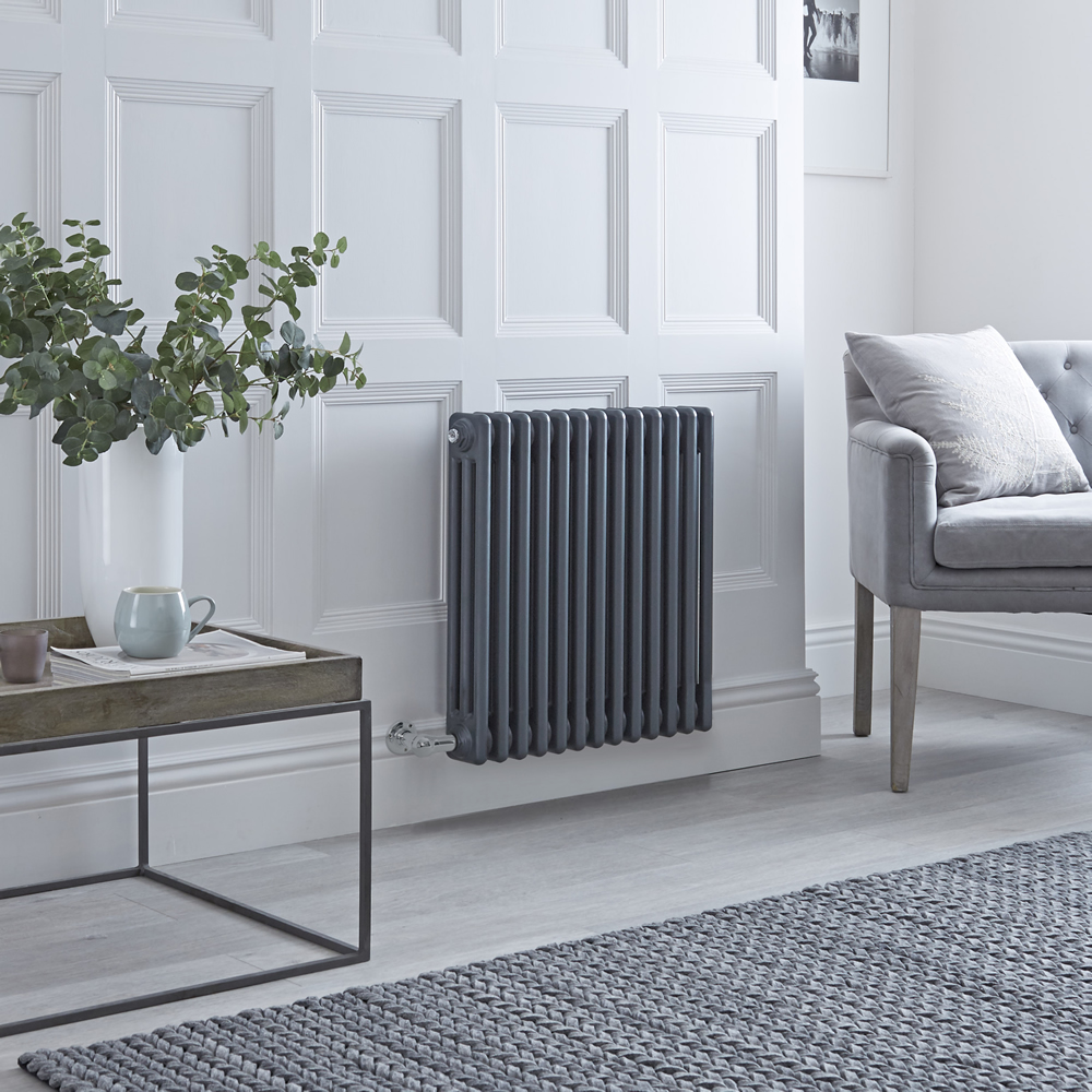 Radiateur+electrique+style+fonte+-+Anthracite+-+Triple+rang+-+60,5+cm+x+60+cm+-+Sans+thermostat+-+Retro+-+Windsor