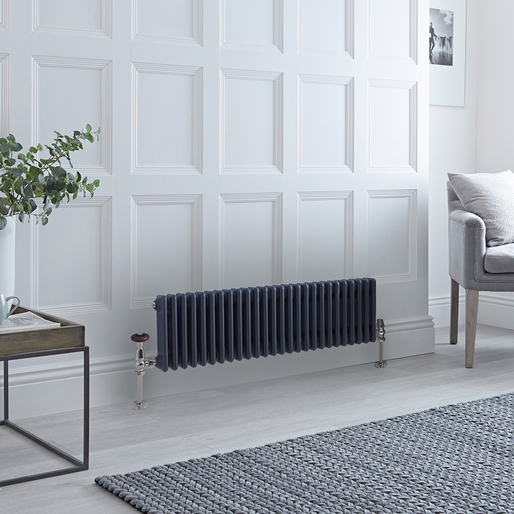 Radiateur style fonte horizontal – Anthracite – 30 cm x 119 cm – Triple rangs – Windsor