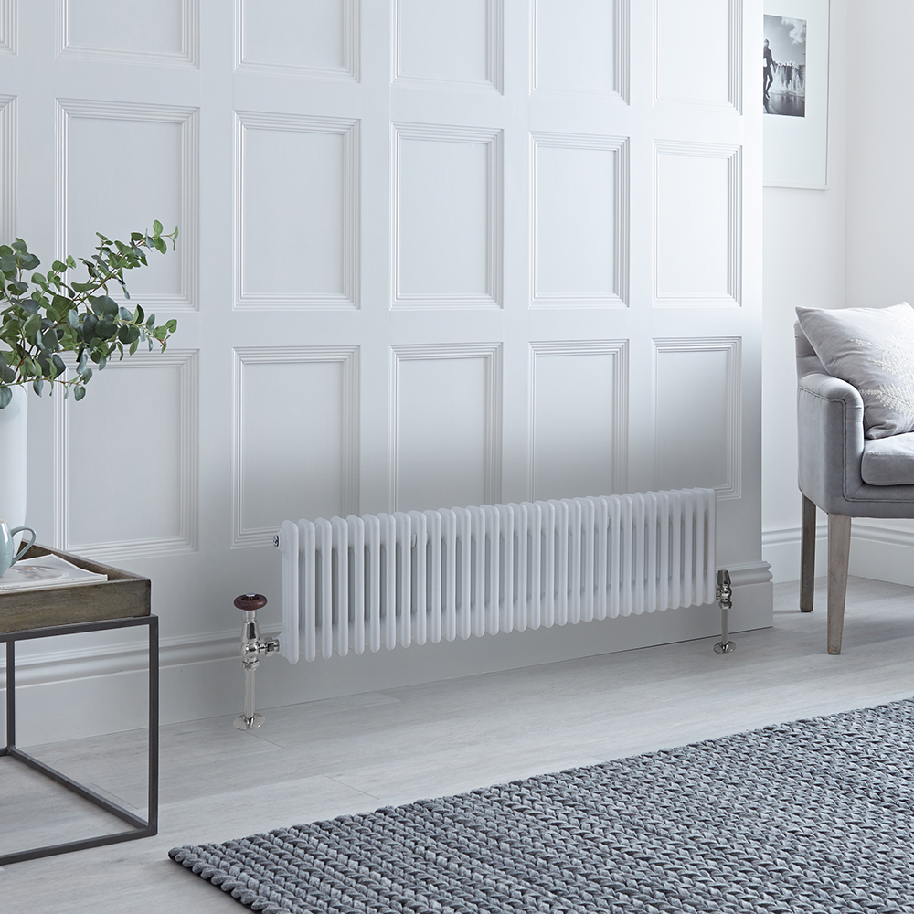Radiateur style fonte horizontal – Blanc – 30 cm x 141,5 cm – Triple rangs – Windsor