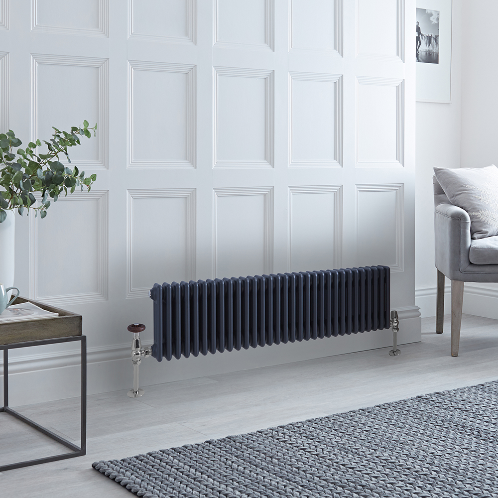 Radiateur style fonte horizontal – Anthracite – 30 cm x 141,5 cm – Triple rangs – Windsor