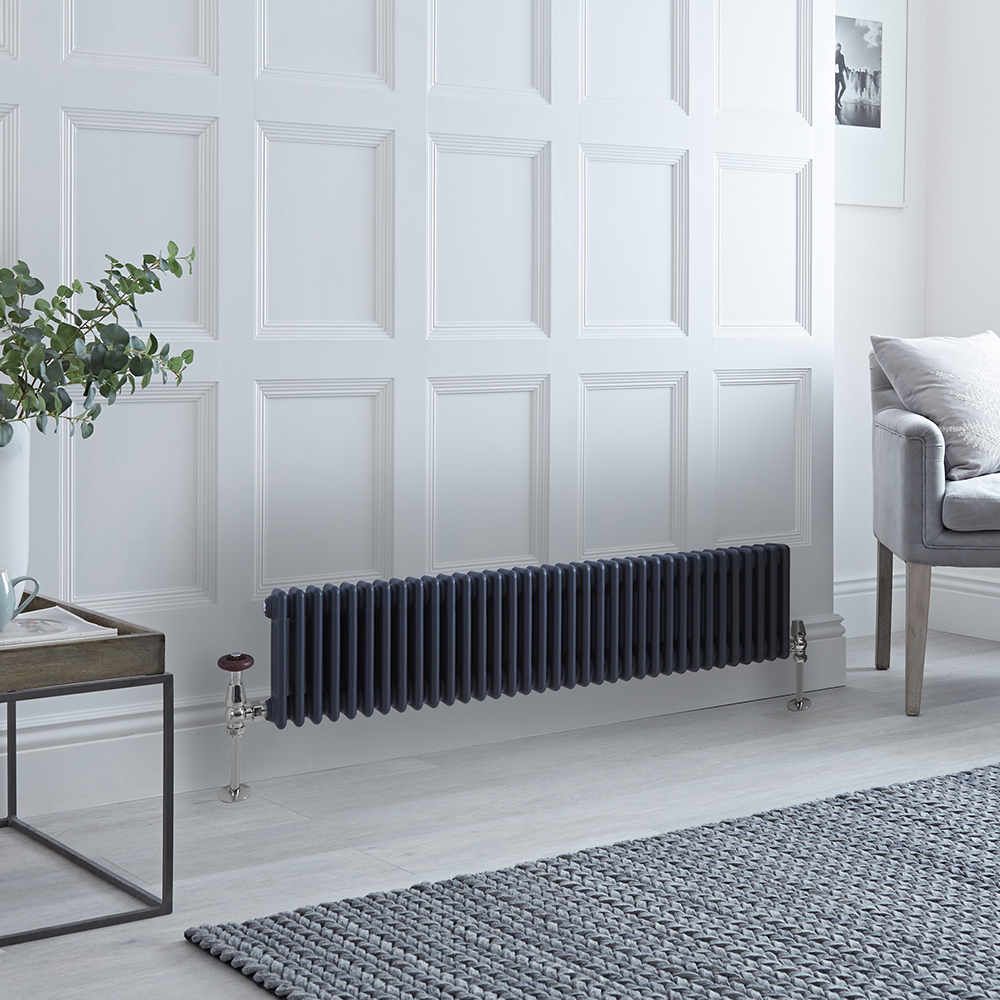 Radiateur style fonte horizontal – Anthracite – 30 cm x 159,5 cm – Triple rangs – Windsor
