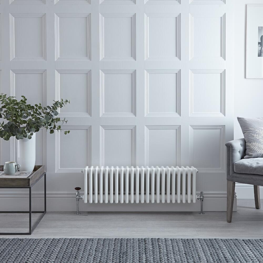 Radiateur Horizontal Style Fonte Blanc Windsor 30cm x 101cm x 13,3cm 1060 Watts