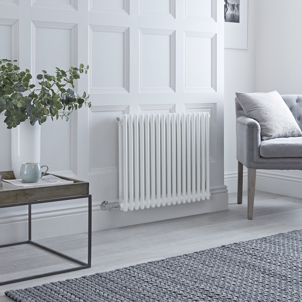 Radiateur+electrique+style+fonte+-+Blanc+-+Double+rang+-+60,5+cm+x+30+cm+-+Sans+thermostat+-+Retro+-+Windsor