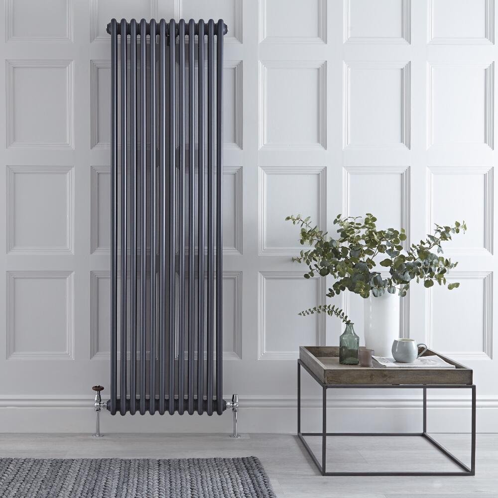 Radiateur vertical style fonte rétro – Anthracite – 180 cm x 56 cm – Triple rangs - Windsor