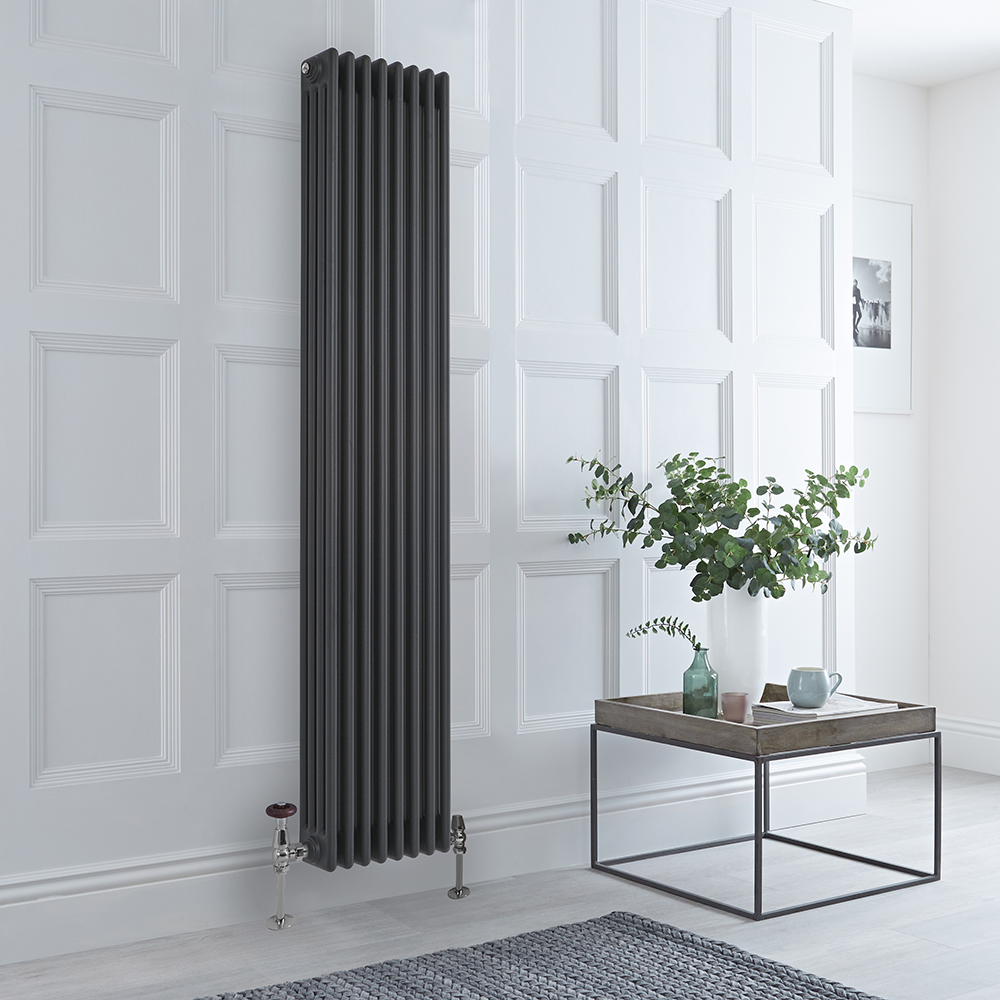 Radiateur style fonte vertical – Anthracite – 180 cm x 38 cm – Quatre rangs – Windsor