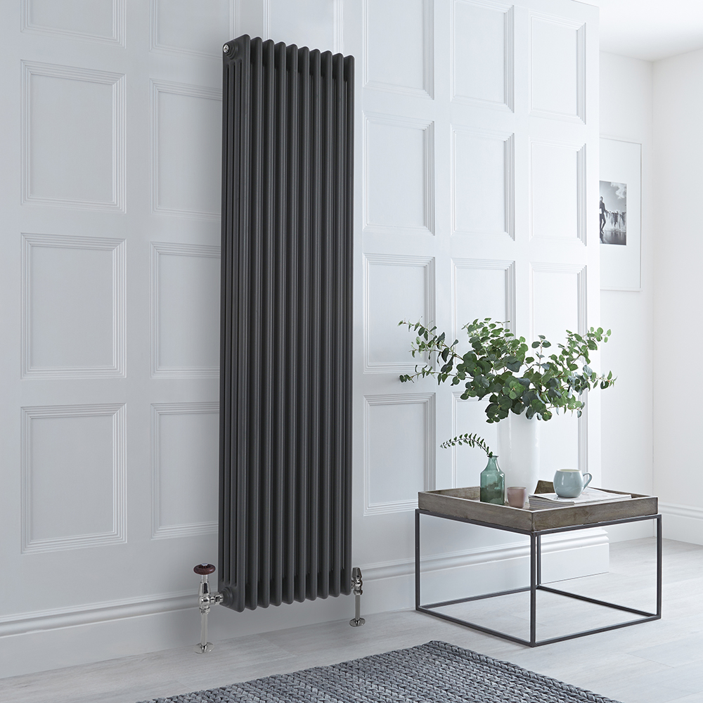 Radiateur style fonte vertical – Anthracite – 180 cm x 47 cm – Quatre rangs – Windsor