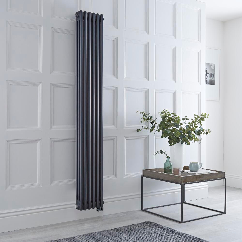 Radiateur+electrique+style+fonte+-+Anthracite+-+Triple+rang+-+29+cm+x+180+cm+-+Sans+thermostat+-+Retro+-+Windsor
