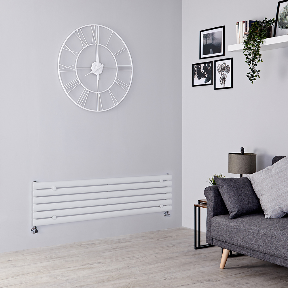 Radiateur design horizontal – Blanc – 35,4 cm x 140 cm – Vitality