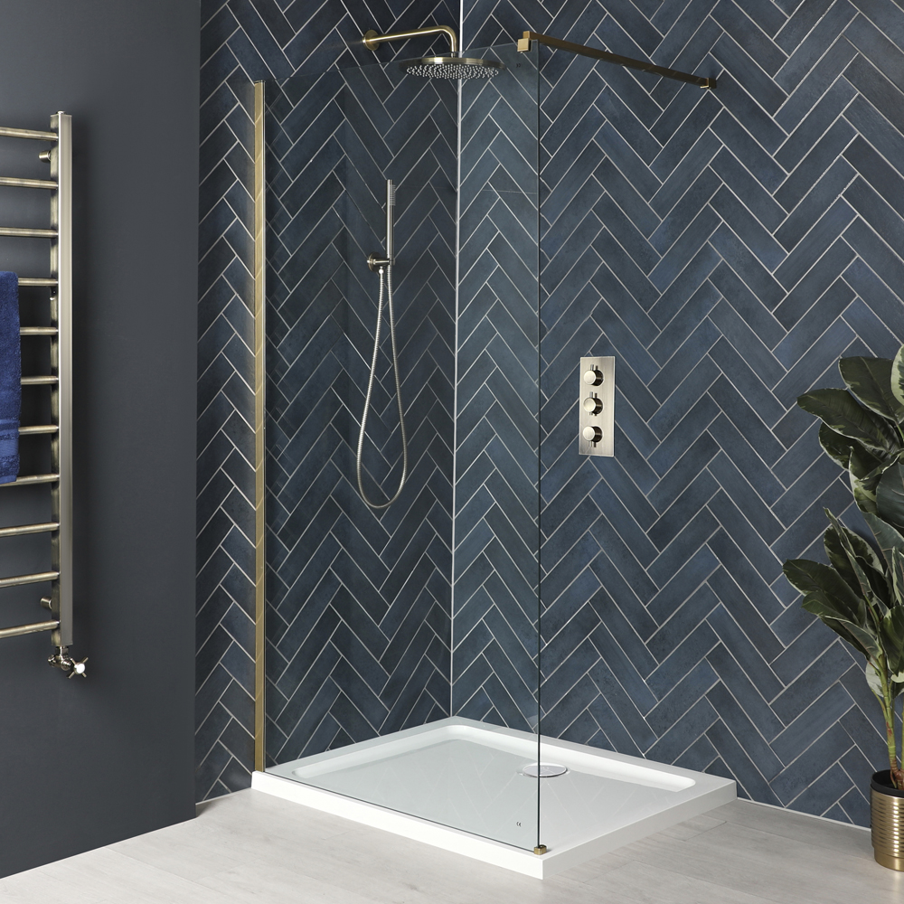 Douche italienne avec receveur – Tailles multiples – Or brossé - Alice